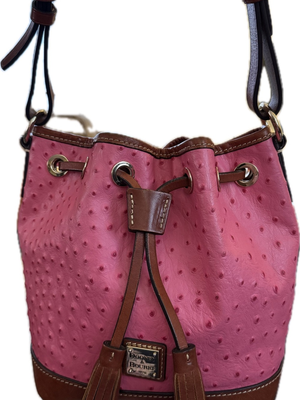 💖 Dooney & Bourke Hot Pink Ostrich Small Drawstring Bag 💖